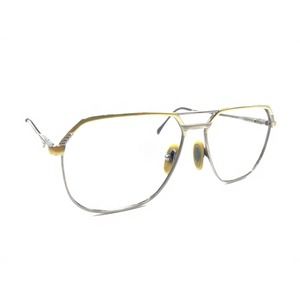 BerDel Sferoflex George Silver Gold Square Aviator Eyeglasses Frames 56-14 140